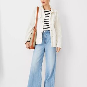 Ann Taylor Weekend Belted Denim Jacket in Ivory XSP